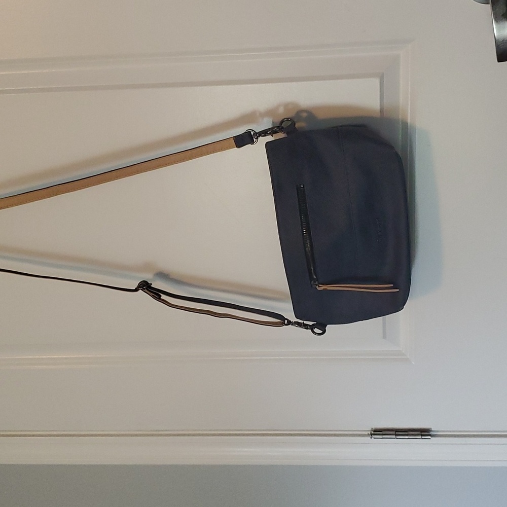SHERPANI Paige Med Crossbody Purse  Convertible Bag Beige/Blue Canvas Neutral